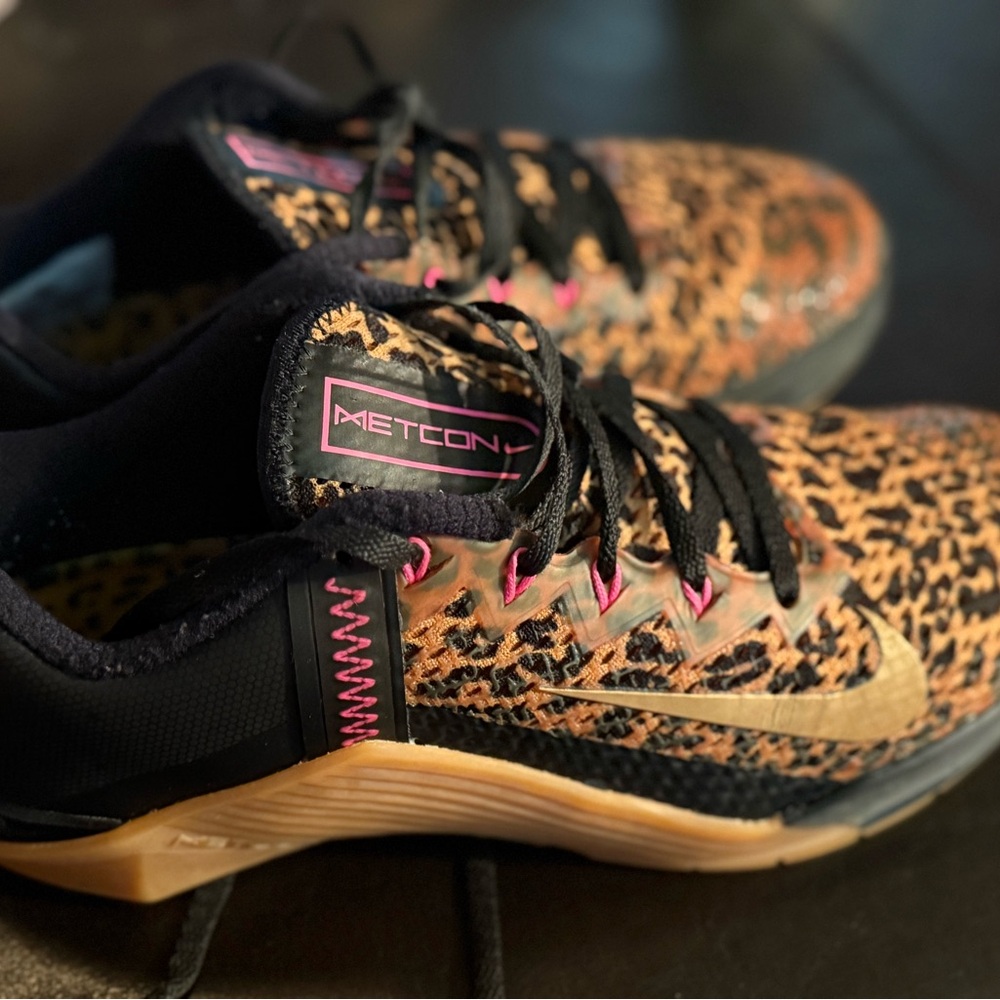 Nike Women's Leopard Print Athletic Shoes in Black, Tan & Gold - Picture 4 of 7